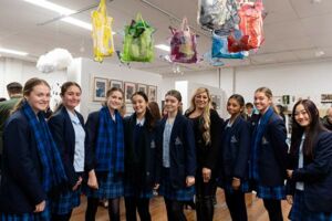 Marist Sisters' College Woolwich students with their Clancy Prize artworkheir artwork